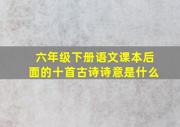 六年级下册语文课本后面的十首古诗诗意是什么