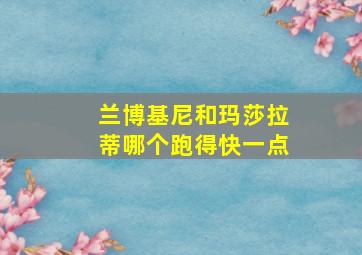 兰博基尼和玛莎拉蒂哪个跑得快一点