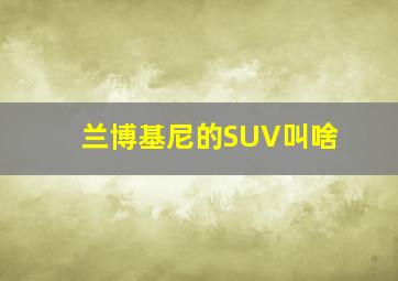 兰博基尼的SUV叫啥