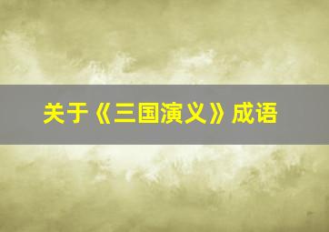 关于《三国演义》成语