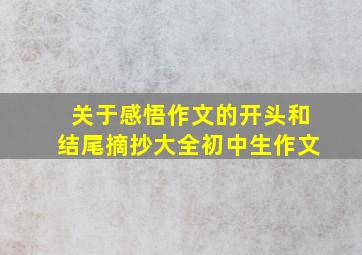 关于感悟作文的开头和结尾摘抄大全初中生作文