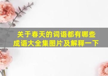 关于春天的词语都有哪些成语大全集图片及解释一下