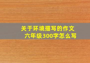 关于环境描写的作文六年级300字怎么写