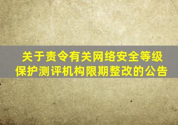 关于责令有关网络安全等级保护测评机构限期整改的公告