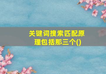 关键词搜索匹配原理包括那三个()