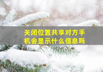 关闭位置共享对方手机会显示什么信息吗