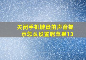 关闭手机键盘的声音提示怎么设置呢苹果13