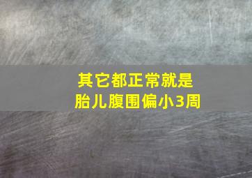 其它都正常就是胎儿腹围偏小3周