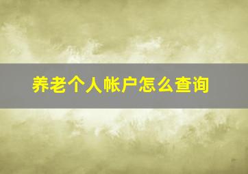 养老个人帐户怎么查询