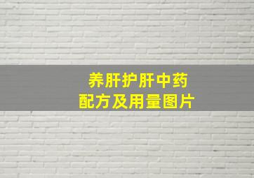 养肝护肝中药配方及用量图片