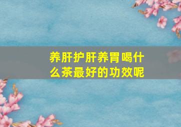 养肝护肝养胃喝什么茶最好的功效呢