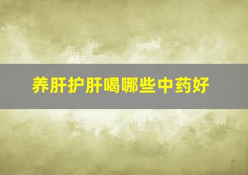 养肝护肝喝哪些中药好