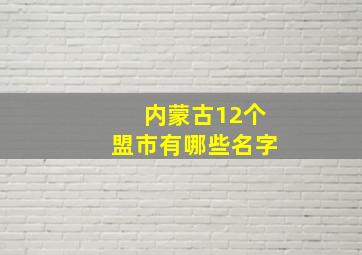 内蒙古12个盟市有哪些名字