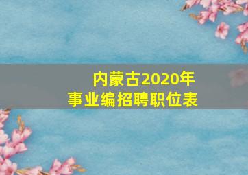 内蒙古2020年事业编招聘职位表