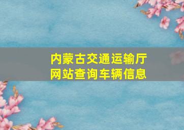 内蒙古交通运输厅网站查询车辆信息