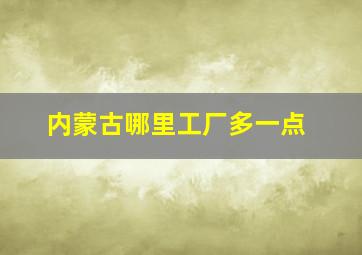 内蒙古哪里工厂多一点