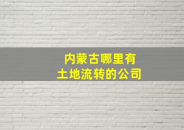 内蒙古哪里有土地流转的公司