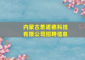 内蒙古思诺德科技有限公司招聘信息