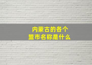 内蒙古的各个盟市名称是什么