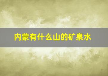 内蒙有什么山的矿泉水