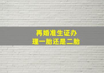 再婚准生证办理一胎还是二胎