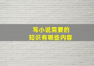 写小说需要的知识有哪些内容