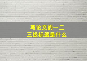 写论文的一二三级标题是什么