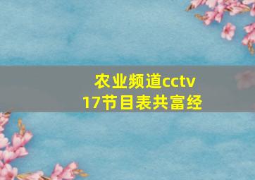 农业频道cctv17节目表共富经