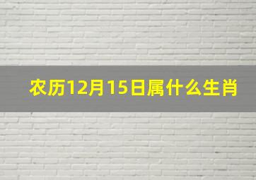 农历12月15日属什么生肖