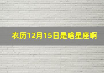 农历12月15日是啥星座啊