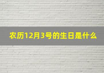 农历12月3号的生日是什么