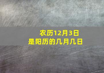 农历12月3日是阳历的几月几日