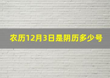 农历12月3日是阴历多少号