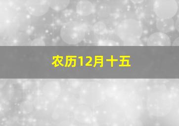 农历12月十五