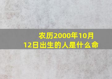 农历2000年10月12日出生的人是什么命