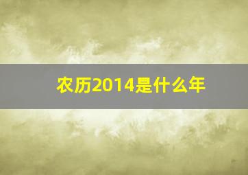 农历2014是什么年