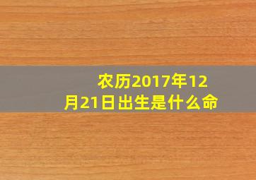 农历2017年12月21日出生是什么命