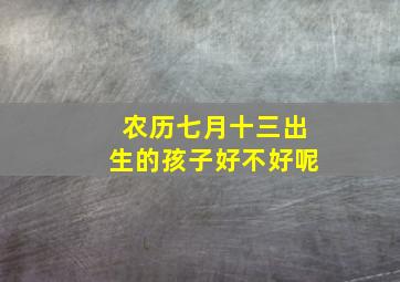 农历七月十三出生的孩子好不好呢