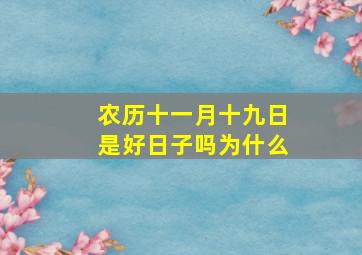 农历十一月十九日是好日子吗为什么