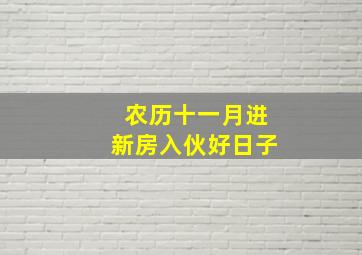 农历十一月进新房入伙好日子