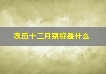 农历十二月别称是什么