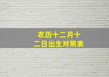 农历十二月十二日出生对照表