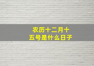 农历十二月十五号是什么日子