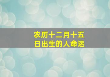 农历十二月十五日出生的人命运