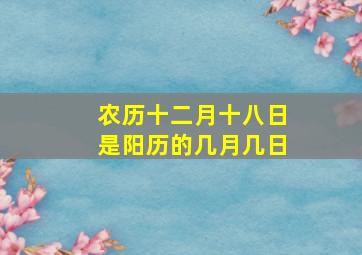 农历十二月十八日是阳历的几月几日