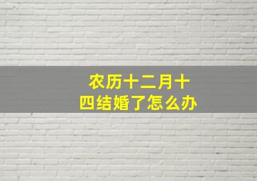 农历十二月十四结婚了怎么办