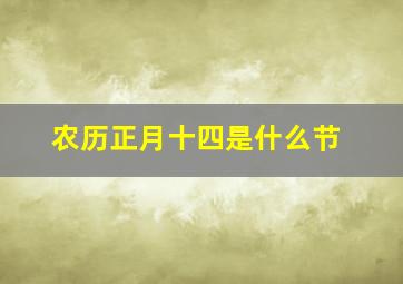 农历正月十四是什么节