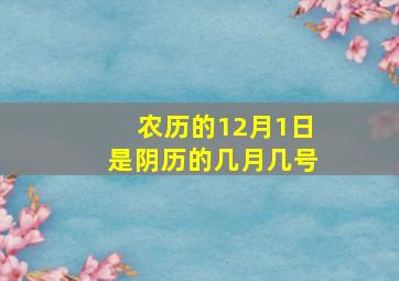 农历的12月1日是阴历的几月几号