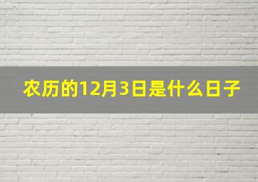 农历的12月3日是什么日子