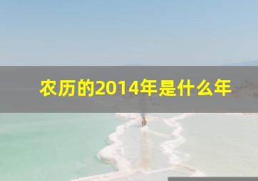 农历的2014年是什么年